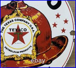 Vintage Texaco Fire Chief Gasoline Porcelain Sign Motor Oil Gas Station Pump