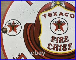 Vintage Texaco Fire Chief Gasoline Porcelain Sign Motor Oil Gas Station Pump