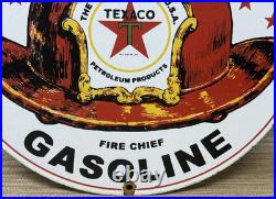 Vintage Texaco Fire Chief Gasoline Porcelain Sign Motor Oil Gas Station Pump