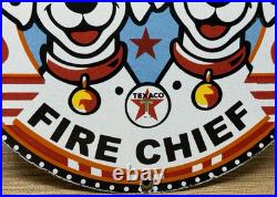 Vintage Texaco Fire Chief Gasoline Porcelain Sign Motor Oil Gas Station Pump