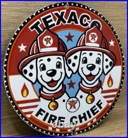 Vintage Texaco Fire Chief Gasoline Porcelain Sign Motor Oil Gas Station Pump
