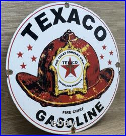 Vintage Texaco Fire Chief Gasoline Porcelain Sign Motor Oil Gas Station Pump