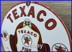 Vintage Texaco Fire Chief Gasoline Porcelain Sign Motor Oil Gas Station Pump