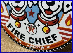 Vintage Texaco Fire Chief Gasoline Porcelain Sign Motor Oil Gas Station Pump