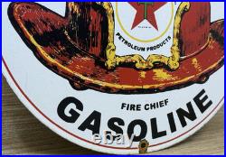 Vintage Texaco Fire Chief Gasoline Porcelain Sign Motor Oil Gas Station Pump