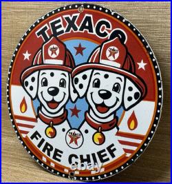 Vintage Texaco Fire Chief Gasoline Porcelain Sign Motor Oil Gas Station Pump