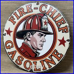 Vintage Texaco Fire Chief Gasoline Porcelain Sign Motor Oil Gas Station Pump