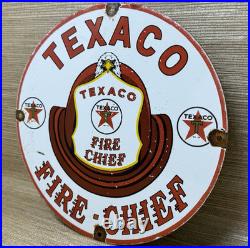 Vintage Texaco Fire Chief Gasoline Porcelain Sign Motor Oil Gas Station Pump