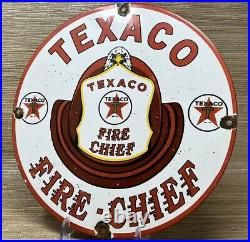 Vintage Texaco Fire Chief Gasoline Porcelain Sign Motor Oil Gas Station Pump