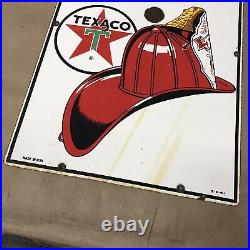 Vintage Texaco Fire Chief Gasoline Porcelain Sign Oil Gas Pump Plate