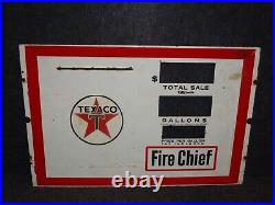 Vintage Texaco Fire Chief Metal Gas Pump Insert Panel Sign Antique Authentic