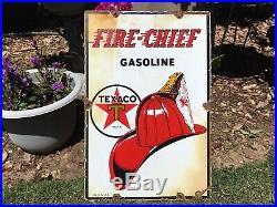 Vintage Texaco Fire Chief Porcelain Gas Pump Advertising Sign