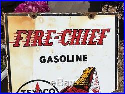 Vintage Texaco Fire Chief Porcelain Gas Pump Advertising Sign