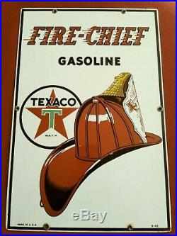 Vintage Texaco Fire Chief Porcelain Gas Pump Plate dated 1942