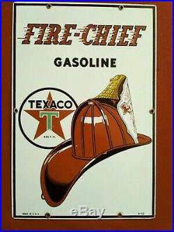 Vintage Texaco Fire Chief Porcelain Gas Pump Plate dated 1942