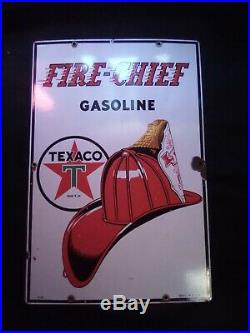 Vintage Texaco Fire Chief Porcelain Gas Pump Plate dated 3-40. Great condition