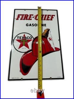 Vintage Texaco Fire Chief Porcelain Gas Pump Sign 5-21-90 Made in USA Heavy