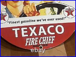 Vintage Texaco Fire Chief Porcelain Gas Station Pump Sign
