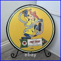 Vintage Texaco Fire Chief Porcelain Sign Gas Oil Disney Station Service Pump Ad