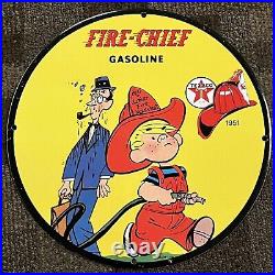 Vintage Texaco Fire Chief Porcelain Sign Gas Oil Service Station Pump Plate Ad