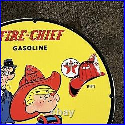 Vintage Texaco Fire Chief Porcelain Sign Gas Oil Service Station Pump Plate Ad