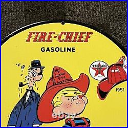 Vintage Texaco Fire Chief Porcelain Sign Gas Oil Service Station Pump Plate Ad