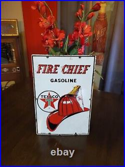 Vintage Texaco Fire Chief Porcelain Sign Pump Plate Original
