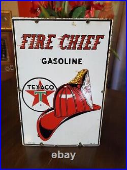 Vintage Texaco Fire Chief Porcelain Sign Pump Plate Original