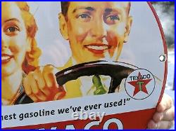 Vintage Texaco Fire-chief Gasoline Porcelain Gas Station Pump Motor Oil Sign