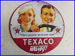 Vintage Texaco Fire-chief Gasoline Porcelain Metal Gas Pump Sign