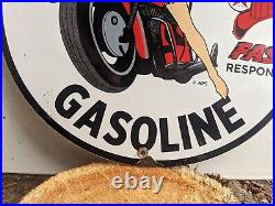 Vintage Texaco Fire-chief Gasoline Porcelain Metal Gas Pump Sign Indian
