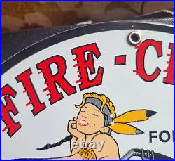 Vintage Texaco Fire-chief Indian Motorcyce Porcelain Gas Station Pump Sign 12