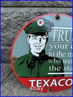 Vintage Texaco Fire chief Star Gasoline Sign Sale Gas Service Pump Plate Sign