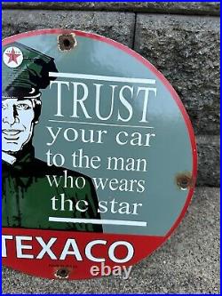 Vintage Texaco Fire chief Star Gasoline Sign Sale Gas Service Pump Plate Sign