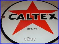 Vintage Texaco Gas Caltex Star 12 Porcelain Metal Gasoline Oil Sign! Pump Plate