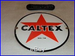 Vintage Texaco Gas Caltex Star 12 Porcelain Metal Gasoline Oil Sign! Pump Plate