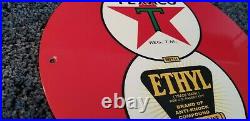 Vintage Texaco Gas Ethyl 8 Ball Eight Service Station Oil Rack Pump Plate Sign