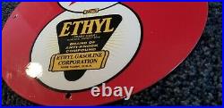 Vintage Texaco Gas Ethyl 8 Ball Eight Service Station Oil Rack Pump Plate Sign