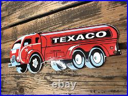 Vintage Texaco Gas Oil Tank Truck Porcelain Motor Service Station Pump Sign Vintage Texaco Gas Oil Tank Truck Porcelain Motor Service Station Pump Sign