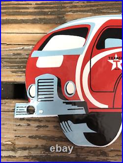 Vintage Texaco Gas Oil Tank Truck Porcelain Motor Service Station Pump Sign Vintage Texaco Gas Oil Tank Truck Porcelain Motor Service Station Pump Sign