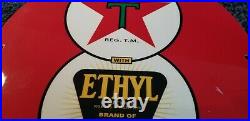 Vintage Texaco Gas Porcelain Ethyl 8 Ball Eight Service Station Gas Pump Sign