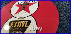 Vintage Texaco Gas Porcelain Ethyl 8 Ball Eight Service Station Gas Pump Sign