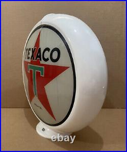 Vintage Texaco Gas Pump Globe Glass Top Sign Lens Garage Wall Decor Oil 2