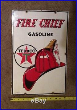 Vintage Texaco Gas Pump Sign- 1957 Porcelain Metal 18 x 12 Inches