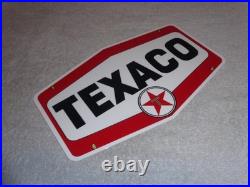 Vintage Texaco Gasoline 11 3/4 Porcelain Metal Oil Pump Plate Advertising Sign