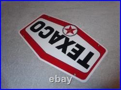 Vintage Texaco Gasoline 11 3/4 Porcelain Metal Oil Pump Plate Advertising Sign
