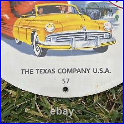 Vintage Texaco Gasoline 12 Porcelain Metal Packs Punch Ad Gas & Oil Pump Sign