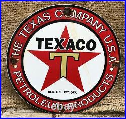Vintage Texaco Gasoline 8.75 Porcelain Sign Gas Station Pump Plate Motor Oil