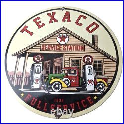 Vintage Texaco Gasoline Advertisement Sign Gas Service Station Porcelain Sign