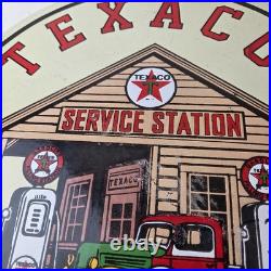 Vintage Texaco Gasoline Advertisement Sign Gas Service Station Porcelain Sign